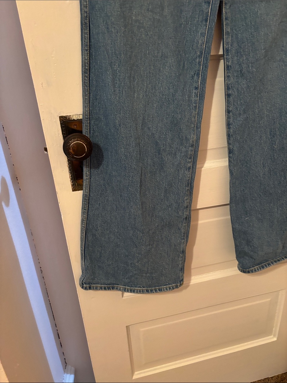 Worn Once! Sezane Denim High-Waist Wide Leg Jeans in Light Blue - Picture 4 of 11